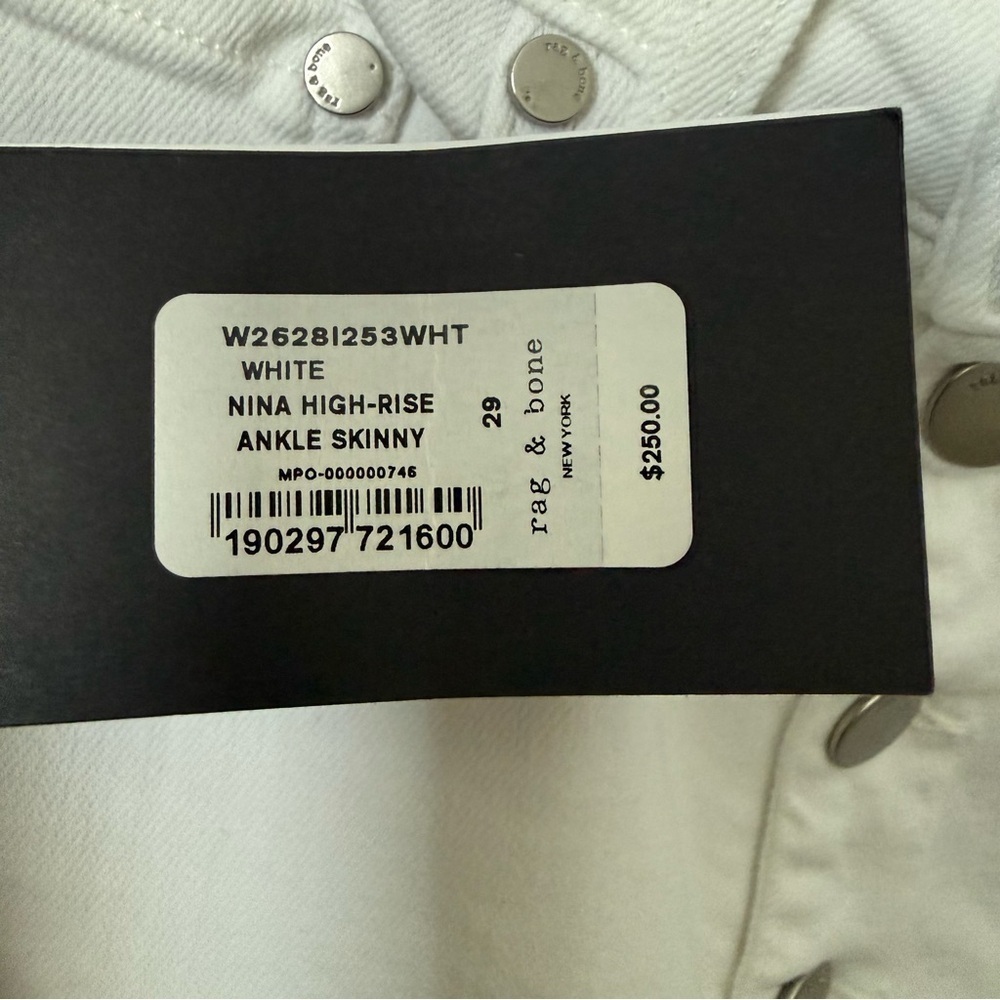 Rag & Bone Nina High High Rise Ankle Skinny Jeans White 29 - Picture 10 of 11